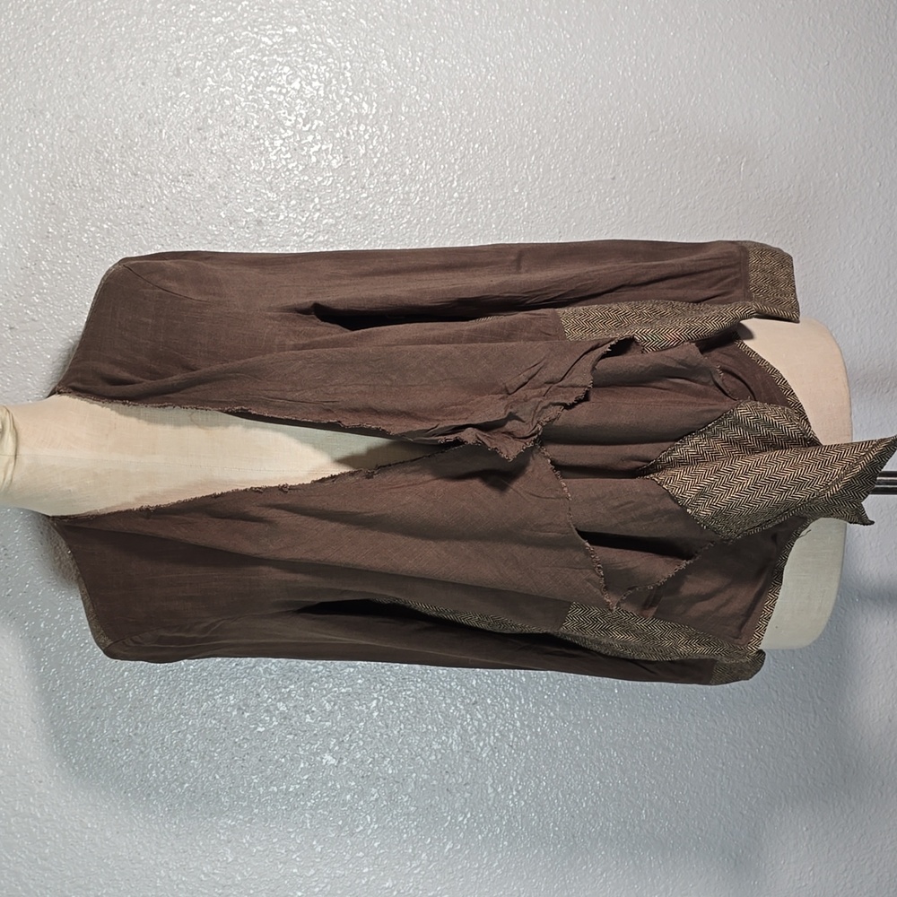 Hem And Thread Brown Open Front Women's Sweater Cardigan